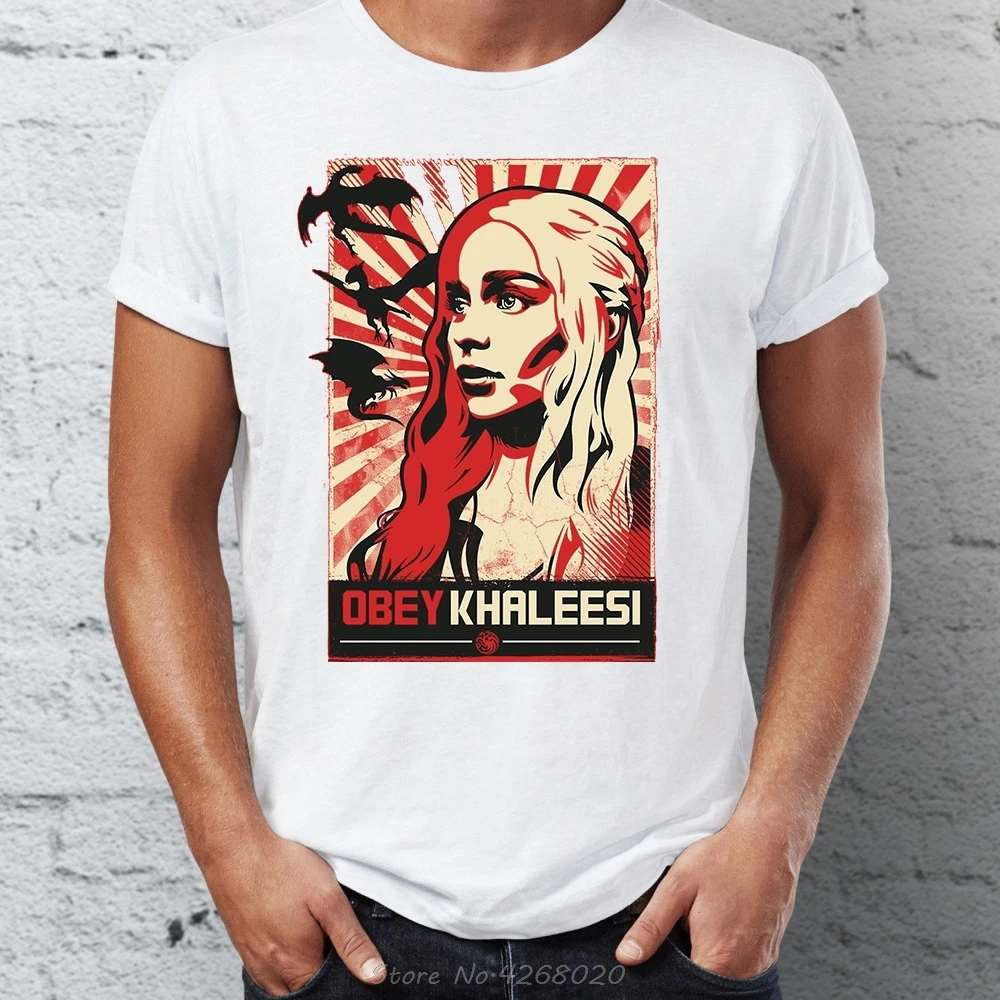 Летняя мужская футболка Khaleesi daeneris Targaryen мать Дракона Игра престолов футболка крутые футболки Топы Harajuku уличная одежда - Цвет: Белый