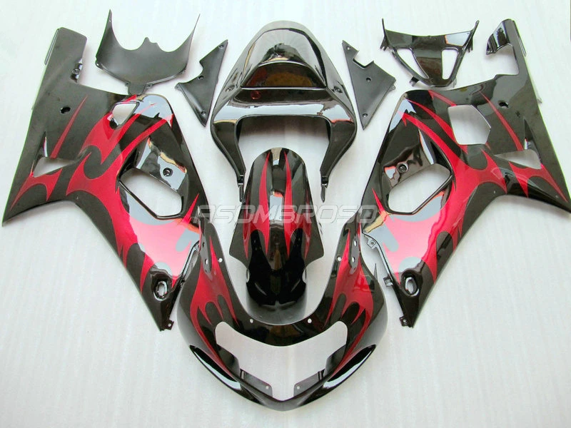 Пользовательские Обтекатели Наборы для Suzuki 2001 2002 2003 GSXR600 GSXR750 GSX R600 01 02 03 R750 красное пламя мотоцикла обтекателя Bodykit