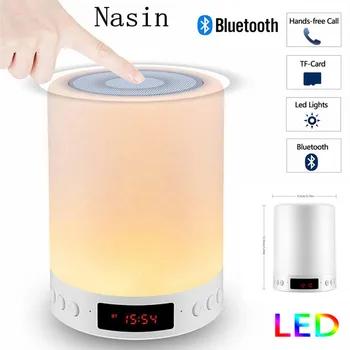 

Nasin Night Light with Bluetooth Speaker Portable Wireless TF Card Bluetooth Speaker Touch Control Color LED Bedside Table Lamp