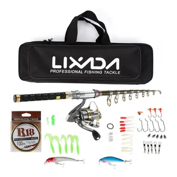 

Lixada 1.5/1.8/2.1/2.4m Telescopic Fishing Rod Combo Reel Full Kit Spinning Fishing Reel Line Lure Gear Organizer Pole Set Pesca
