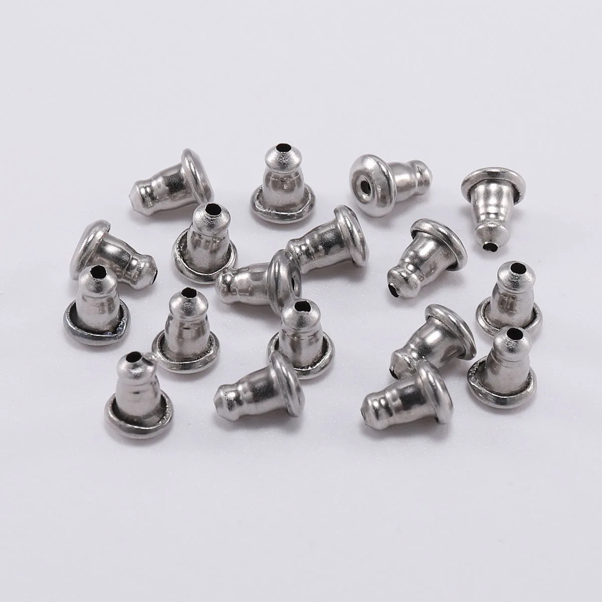 

50pcs Bullet Shape Stainless Steel Earring Backs Stopper diy Earrings Plastic Ear Plugging Blocked DIY Jewelry Makings Supplies