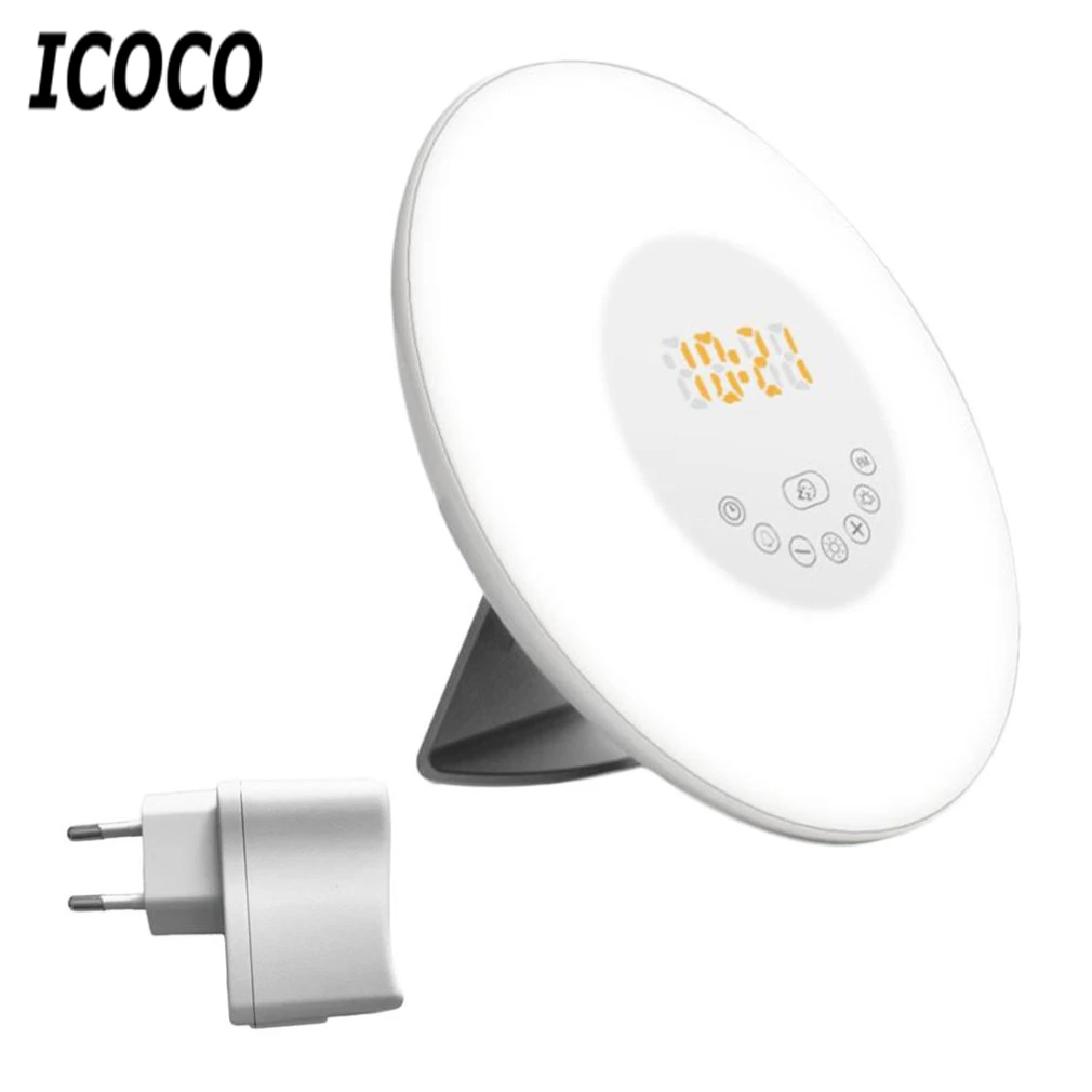 

2018 New Colorful Bedroom Wake Up Digital Alarm Clock Novelty RGB LED Sunrise Simulation Alarm Clock Light Lamp Drop Ship Sale