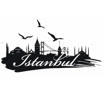 

ISTANBUL City Decal Landmark Skyline Wall Stickers Sketch Decals Poster Parede Home Decor MosqueSticker