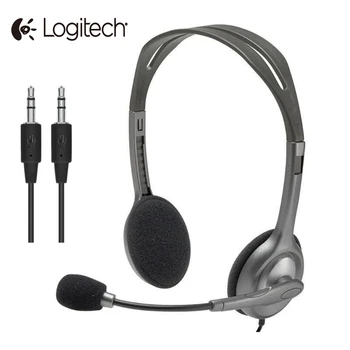 

Logitech H110/H111 3.5mm Audio Jack Wired Headphones Stereo Sound Headset with Rotating Microphone Adjustable headband for Game