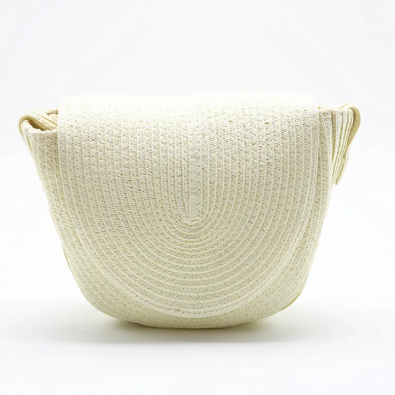 

2018 New Women Rattan Messenger Bag White Black Woven Beach Bag Solid Color Casual Straw Shoulder Bags For Girls Wicker Tote