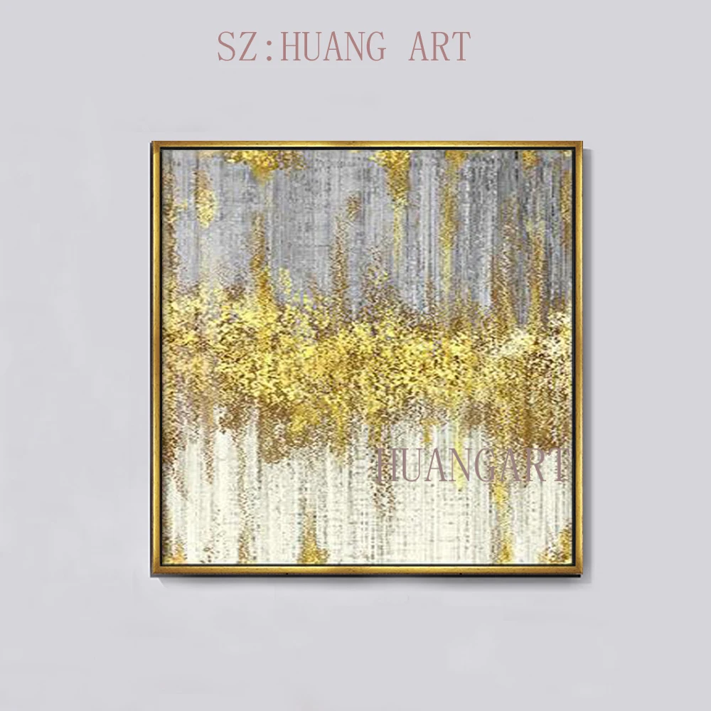 

Best Selling Pure Hand-painted Thick Textured Abstract Oil Painting on Canvas Pop Fine Art Abstract with Gold Foil Oil Painting