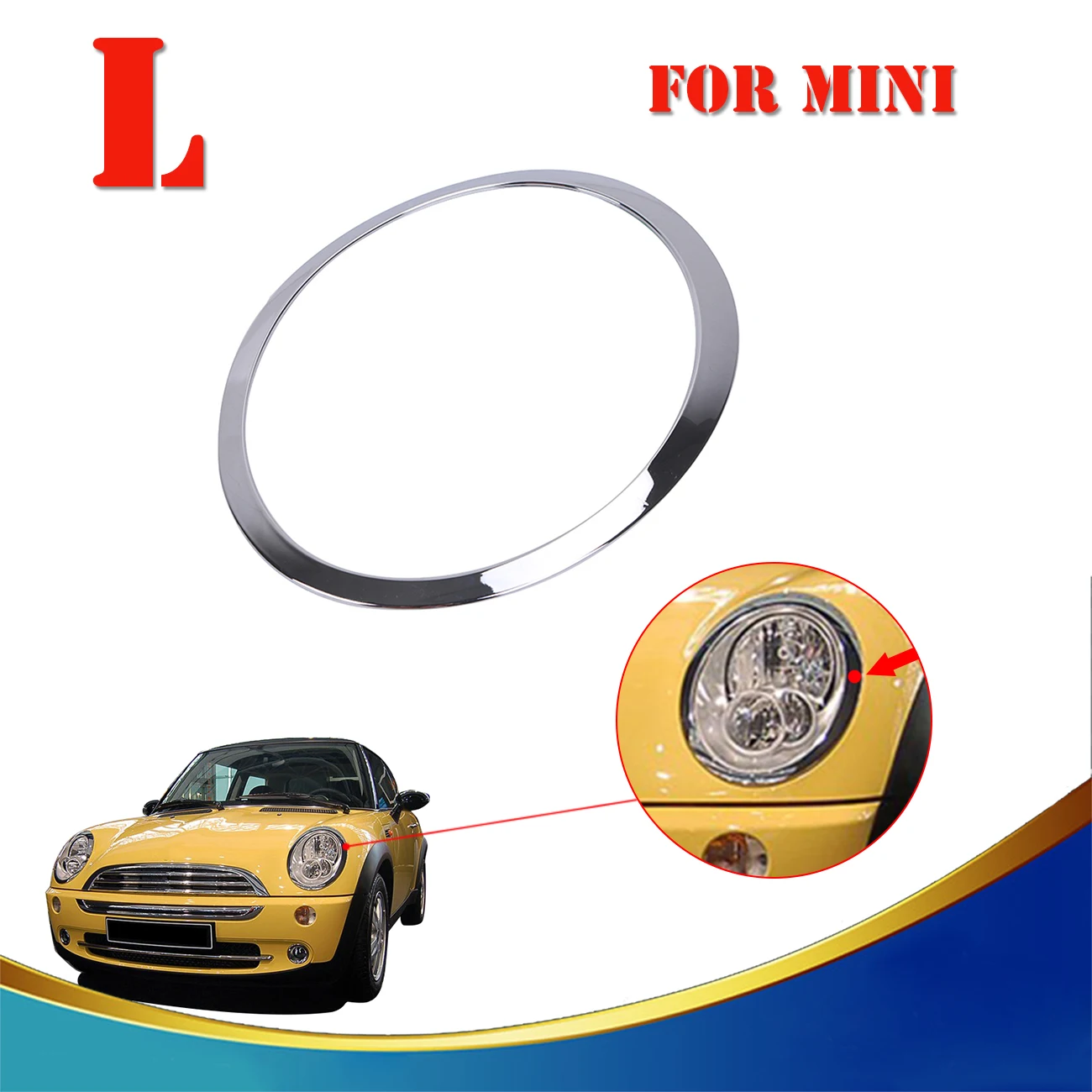 Left ABS Plastic Chrome Headlight Trim Ring Cover For BMW Mini Cooper
