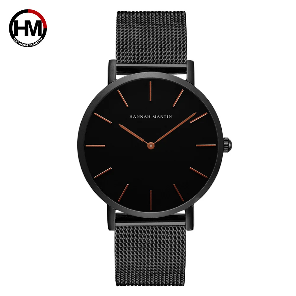

Hannah Martin Japan Quartz Men Watches Mesh Stainless Steel Man Wristwatch Business Watch Relogio Masculino Erkek Kol Saati