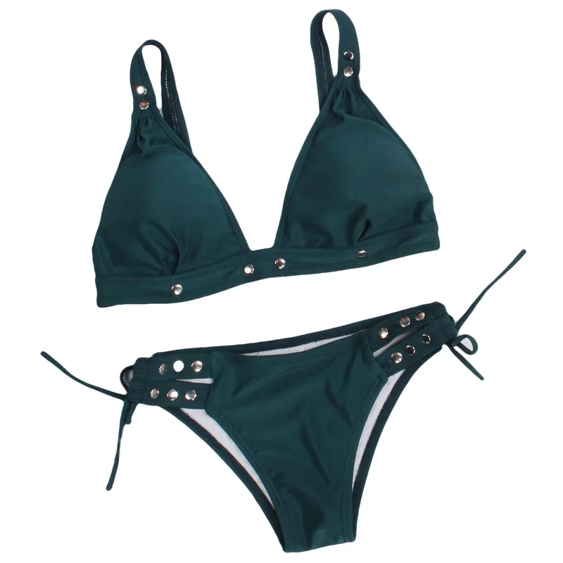 

Bikini Set Sexy Push Up Swimwear Women Solid Bikini Low Waist Swimsuit Female Bandage Bathing Suit Beachwear