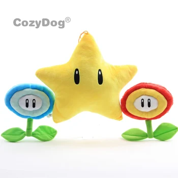 

Super Mario Bros 10"Star 7" Ice Flower & Fire Flower Plush Toy Soft Dolls 18-25cm Children Gift