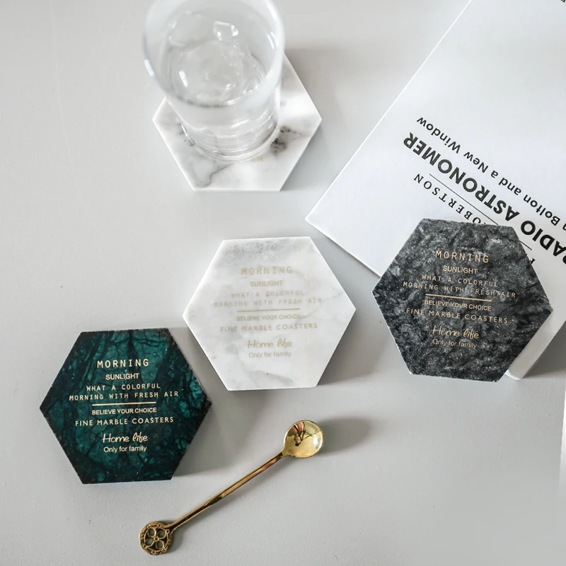 

Marble Golden Text Hexagon Storage Tray Scandinavian Nordic Desk Round Jewelry Storage Plate Mini Coaster Organizer Home Decor