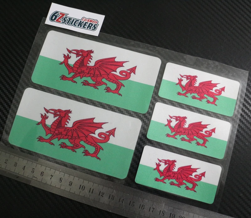 

Welsh Wales Flag Laminated Reflective Sticker Set Small Car Motorcycle Mountain Bike Decals