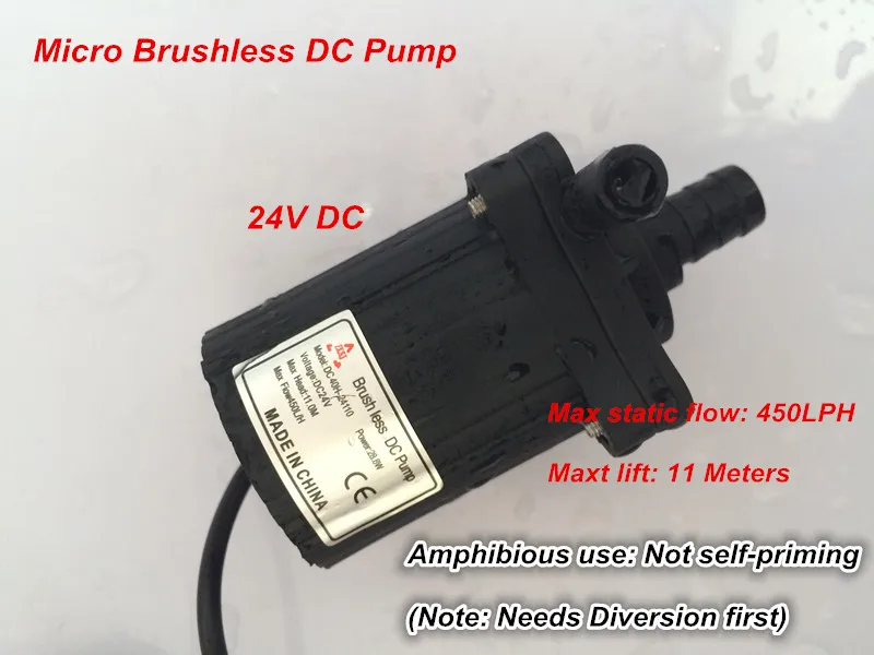 

3 Pieces 24V DC Micro Submersible Water Pump DC40H-24110,450LPH,lift 11M, with DC Plug, Mini Size,For Fountain,Garden watering