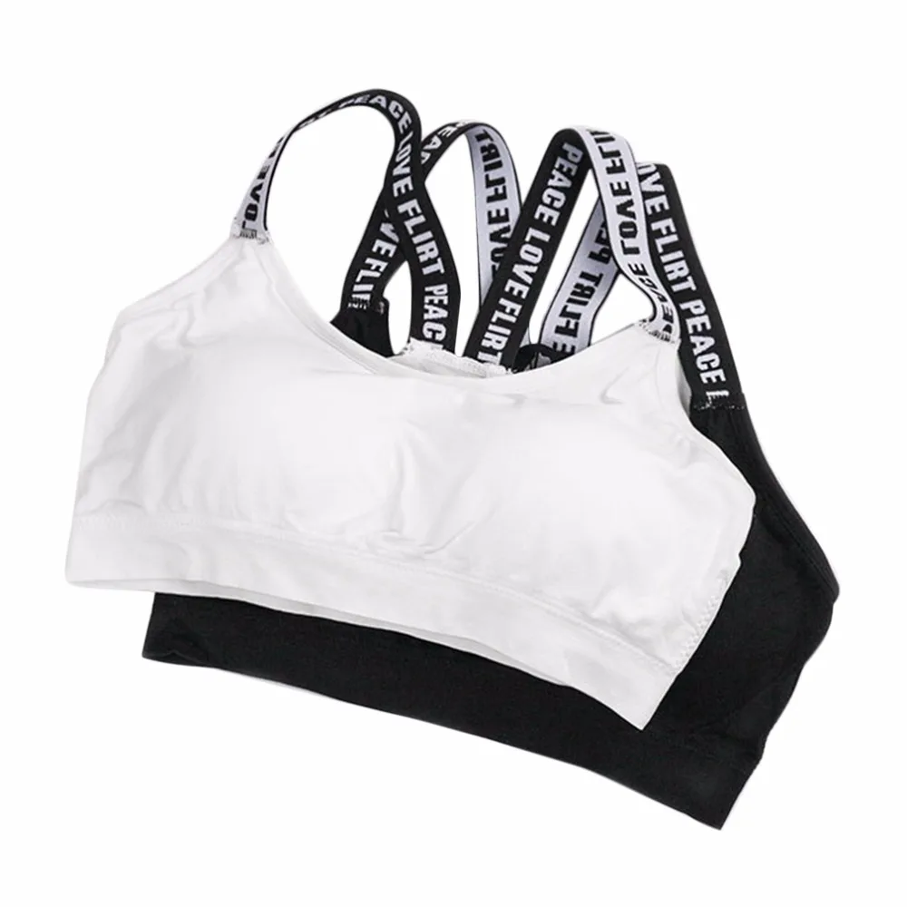 English Letter Tape Wrapped Chest Seamless Steel Ring Free A Sports Bra