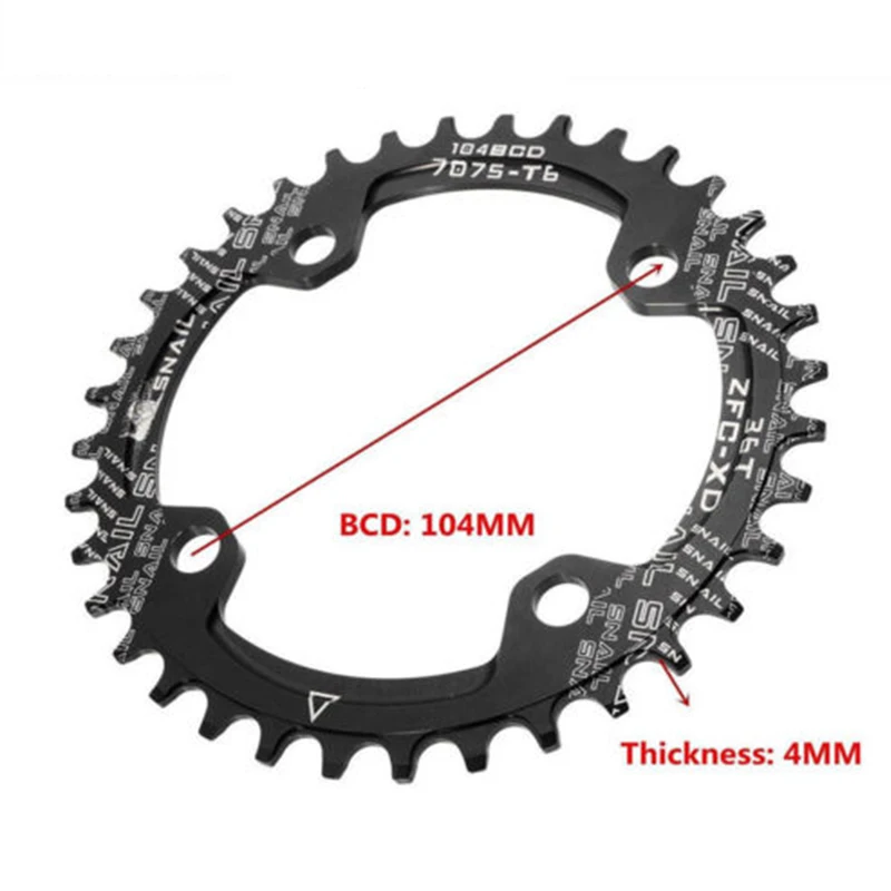 Улитка, цепь 104BCD, узкая, широкая, односкоростная, для горной дороги, для велосипеда, овальная цепь, кольцо для велосипеда, велосипедная цепь, 32 34 36 38 40 42T