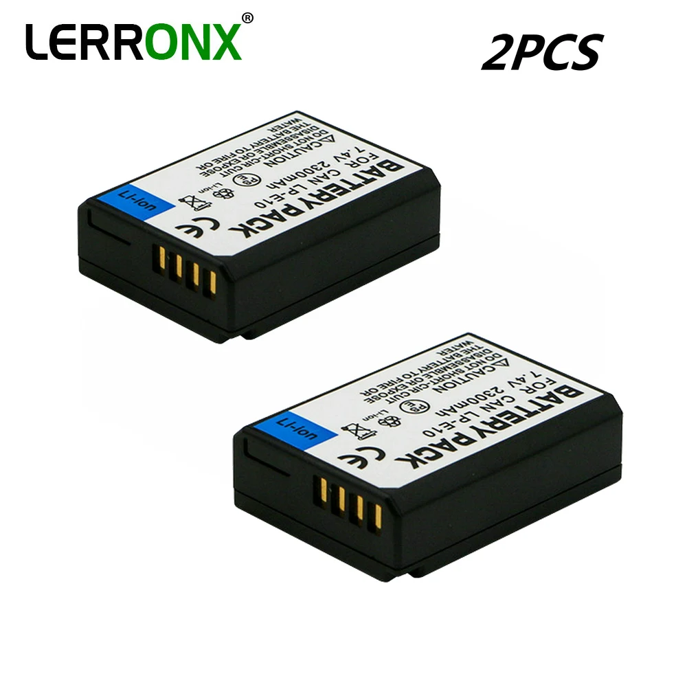 

2PCS LP E10 lpe10 rechargeable camera battery 7.4V 2.3Ah Lithium LP-E10 for Canon 1100D 1200D 1300D Rebel T3 T5 KISS X50 X70