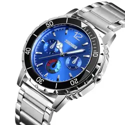 SKMEI полный Сталь Для мужчин кварцевые часы лучший бренд роскошных Для мужчин военные наручные часы Для мужчин спортивные часы