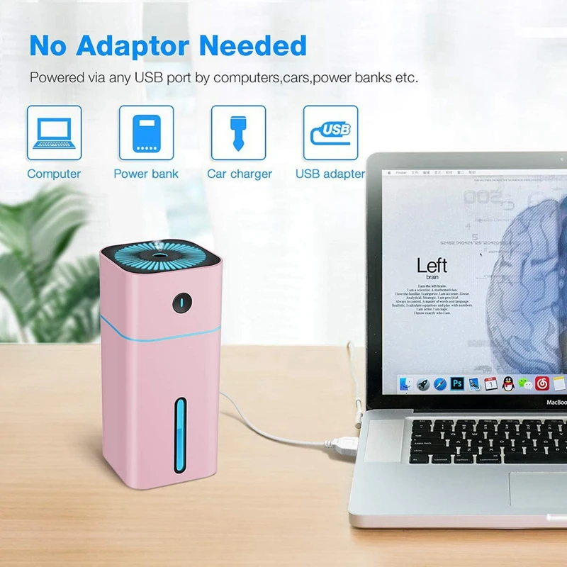 Увлажнитель воздуха Mini Usb, 180 мл, увлажнитель воздуха, диффузор, увлажнитель воздуха, Настольный увлажнитель с 7 светодиодами, Автоматическое отключение питания для детей