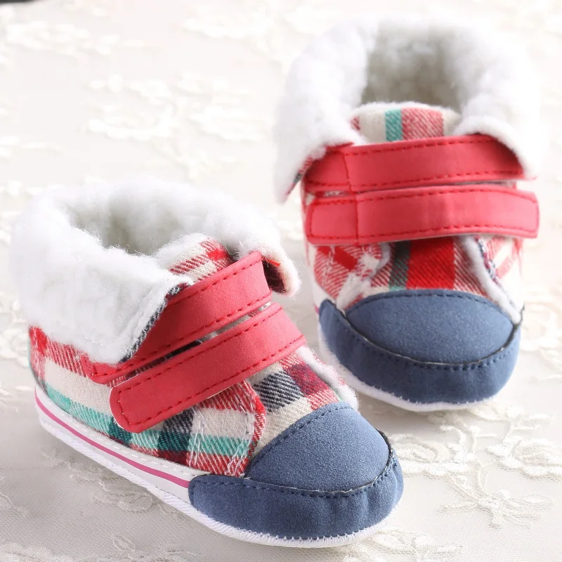 font b Tartan b font Plaid Sneakers Style Winter Baby Boots First Walkers Ankle Snow