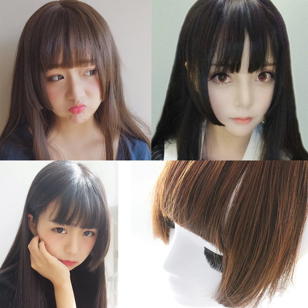 

Hot! New 1pc 25cm Girls Women Curly Hair Bang With Sideburns High Temperature Silk Fringe Hair Extension Tool oc27
