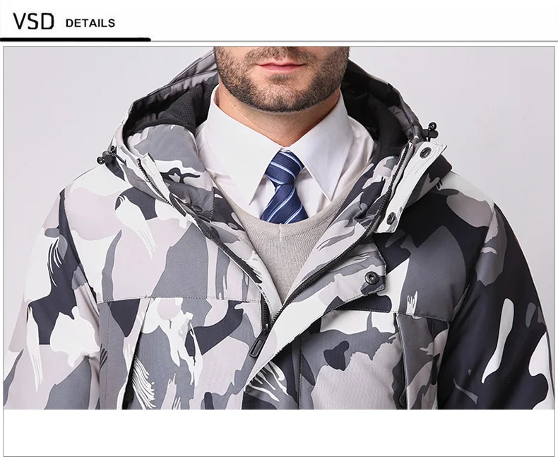 Fashion Winter Jackets Men's Warm Down Coat Parka Thickening Rabbit hair Liner Detachable Turtleneck Windproof Concise  (16)