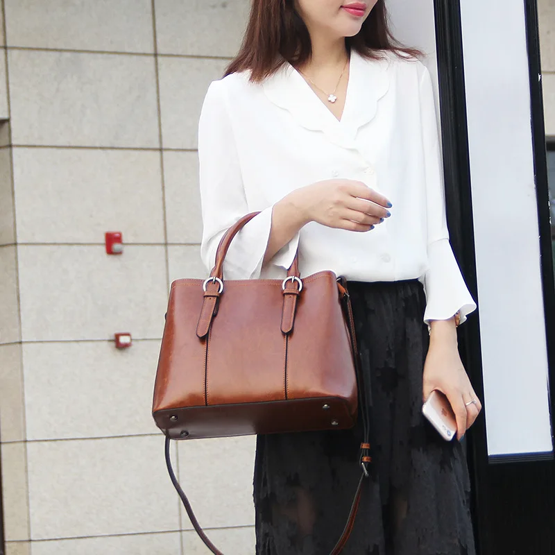 

MZORANGE Vintage Cow Genuine Leather New Handbags For Women 2019 Large Capacity Ladies Shoulder Messenger Bags Female Tote Bags