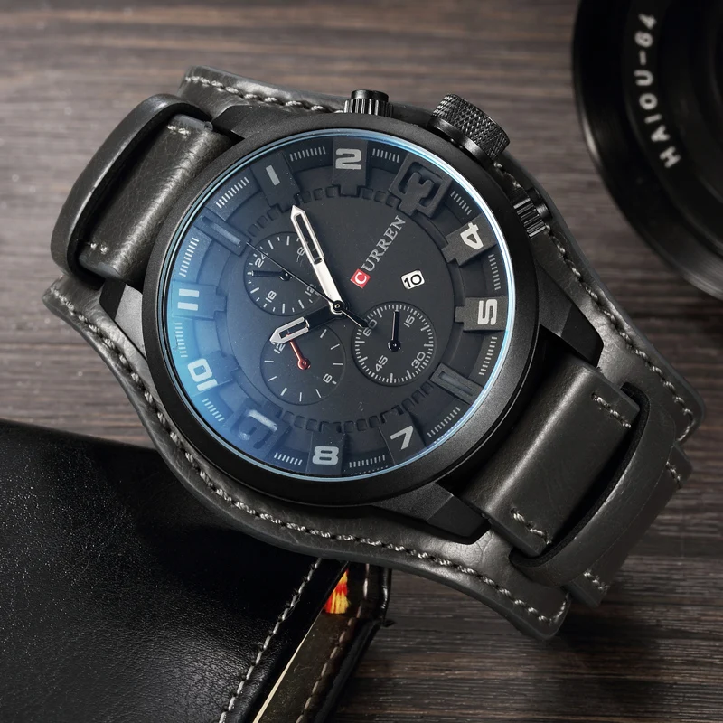 Часы Curren Мужские спортивные повседневные кварцевые с кожаным ремешком|clock brand|clocks