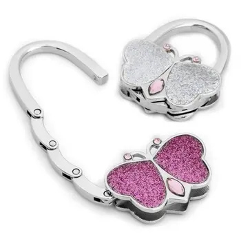 

EWS!Set Folding Butterfly Handbag Purse Metal Rhinestone Hook Hanger Holder 2.2x1.7"