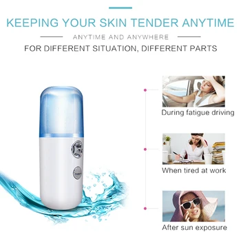 

Mini Facial Steamers Nano Sprayer Portable Nano Mist Sprayer Face Skin Care Tools Steamer Moisturizing 30ml Beauty Instruments