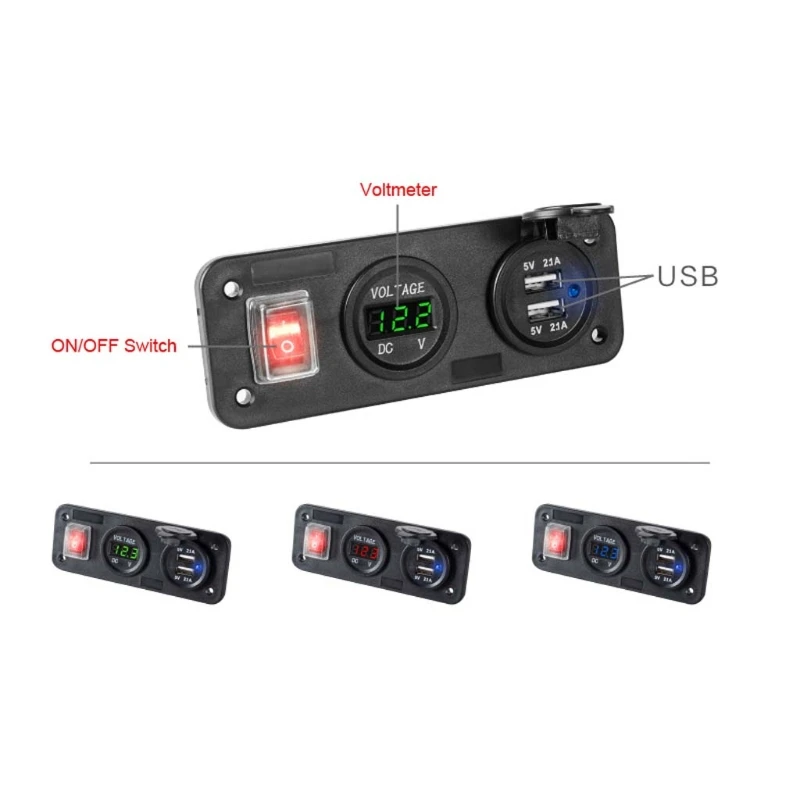 OOTDTY 4.2A двойной USB зарядное устройство светодиодный вольтметр с переключателем адаптер панель для автомобиля Лодка Грузовик