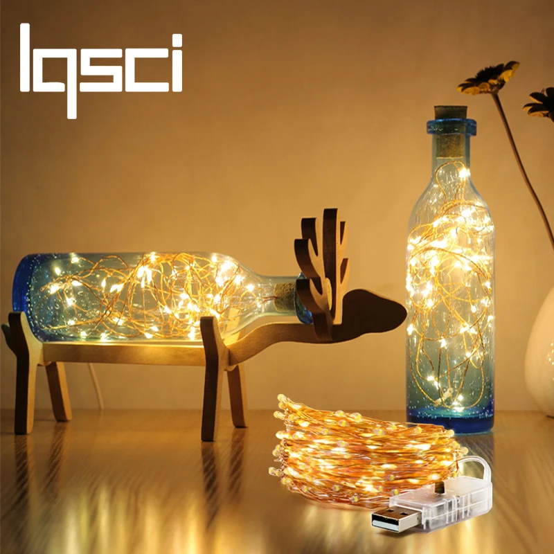 

LQSCI LED fairy String Lights christmas Decorative Lights outdoor garland USB LED 10M 4.5V waterproof flash Lighting Strings