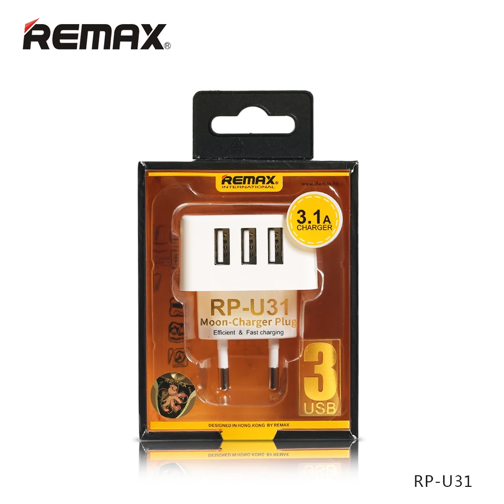 Remax Mobile Charger 3 USB Output Charger EU UK Plug for