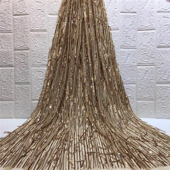 

Tollola African Lace Fabric 2019 High Quality Lace,Sequins Embroidery Tulle Lace Fabric, African Lace Fabric For Wedding Gold