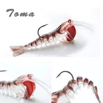 

TOMA 1PCS Soft Shrimp Fishing Lures Artificial Shrimp Baits 7g/13g/19g Soft Lure Bionic Bait With Lead Weight and Hook