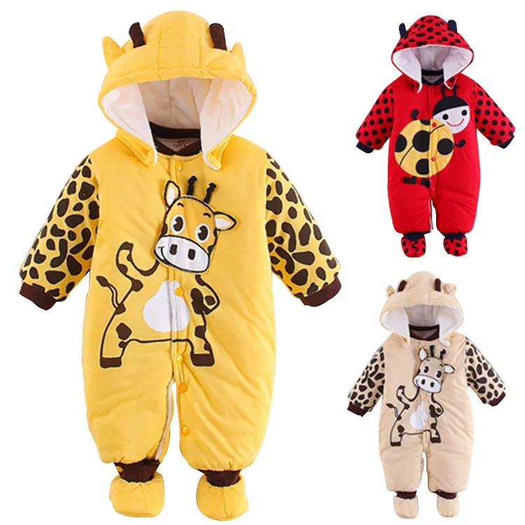 Baby Thick Warm Jumpsuits Autumn Winter Baby Outfits 100 Cotton Baby Girls Clothing Cartoon Baby Boys