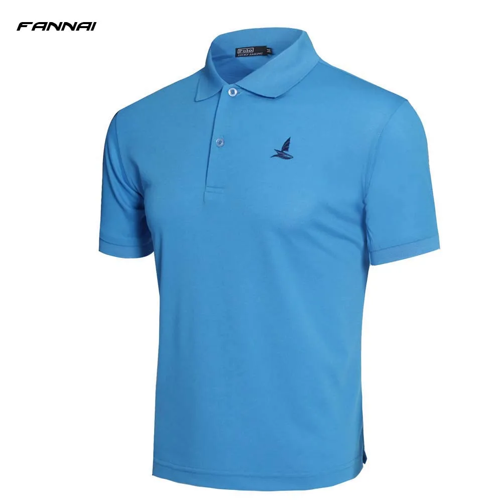 Высокое качество Camisa Polo приталенная Мужская рубашка из хлопка с отложным воротником Летняя мужская рубашка поло модная Повседневная рубашка поло - Цвет: BlueCSL01P