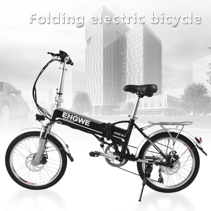 

MYATU Mini adult Electric Bicycle Aluminum Alloy Smart Folding Electric Bike Moped Bicycle EU Plug 8AH BATTERY Black White