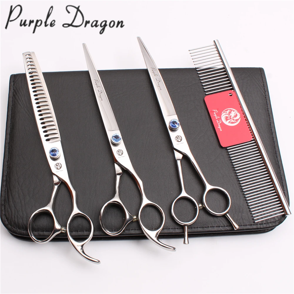 

Down-4Pcs 8.0" 22cm 440C Purple Dragon Grooming-for-dog Cutting Shears Thinning Scissors Pro Pets Hair Clipper Set Add Bag Z3004