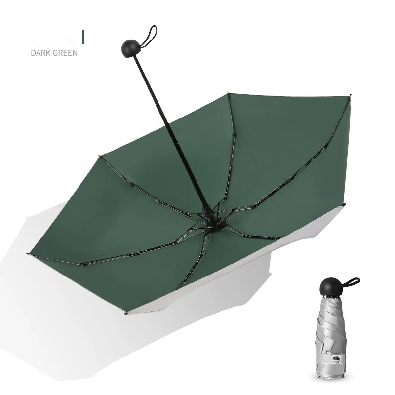 240 г Маленький модный складной зонт от дождя для женщин и мужчин Мини карманный солнцезащитный зонтик для девочек анти-УФ водонепроницаемый портативный дорожный зонтик - Цвет: Dark Green