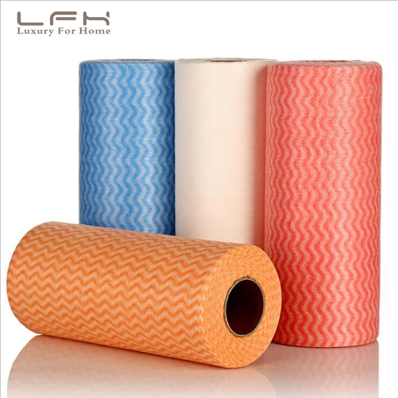 LFH 25 шт/рулон нетканых материалов одноразовые салфетки Многофункциональное Чистящее полотенце точка останова одноразовые полотенца для мытья коврики для протирания