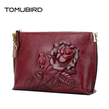 

TOMUBIRD 2020 new superior leather embossed Envelope clutch bag designer famous brand women bag genuine leather shoulder bag