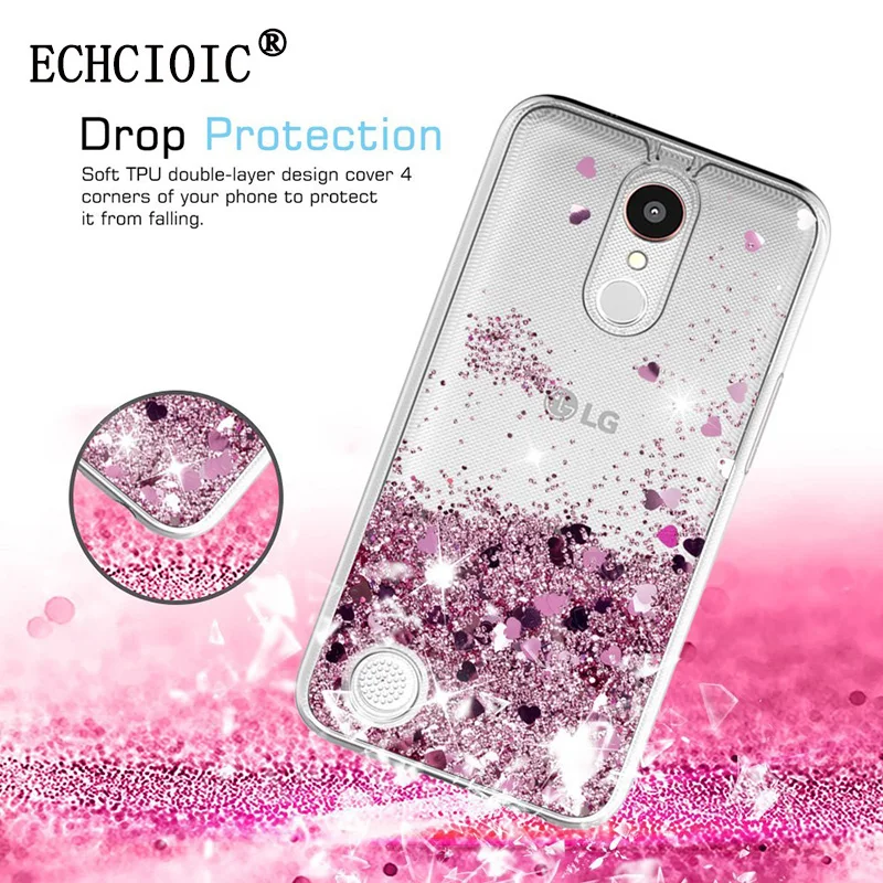 

For LG K20 Plus / K20 V / Grace / Harmony Case Girls Women Liquid Quicksand Bling Cute Clear Soft TPU Silicone Cases Back Cover