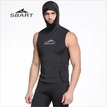 SBART 3 мм Неопреновые мужские Гидрокостюмы купальный жилет с капюшоном черный камуфляж без рукавов утолщаются держать теплый верхний элемент Гидрокостюма