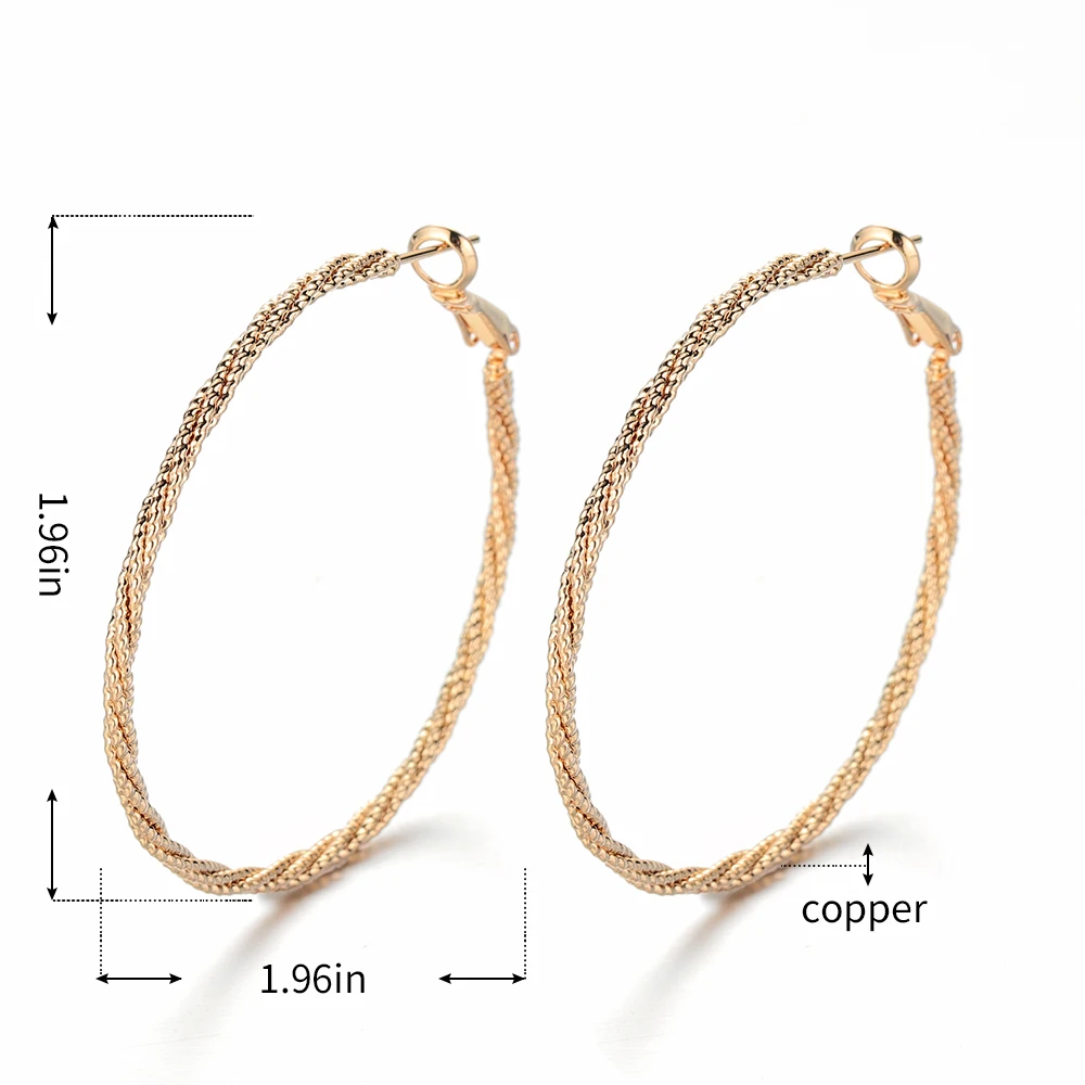 

BRIGHT MOON 2019 New Symmetrical Spiral Diameter 60MM Golden Circle Pearlbig Hoop Earrings Gold Rose Copper for Women Girls Gift