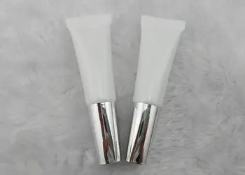 

free shipping 5ml/g 20pcs/lot white eye cream soft tube, eye cream container with square cylinder silvery cap