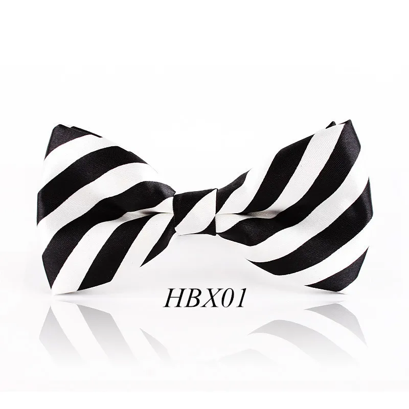 Classic Bow Tie For Men White Black Diagonal Striped Pattern Bowtie