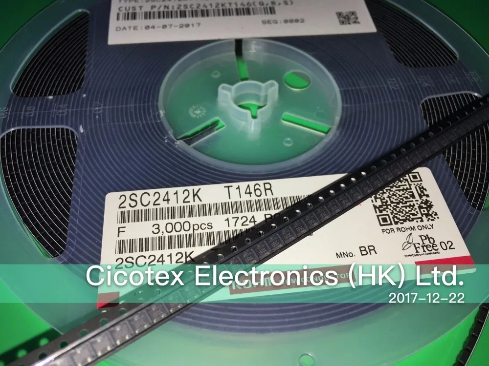 

100pcs/lot 2SC2412K T146R SOT23 BR TRANS NPN 50V 0.15A SOT-346 2SC2412KT146R