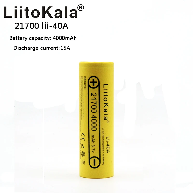 

LiitoKala lii-40A 21700 lithium battery 4000mAh 3.7V 15A high-power electronic cigarette battery