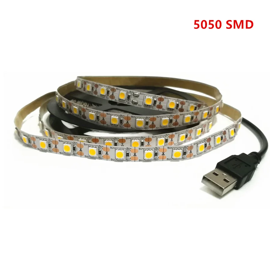 Светодиодная лента 5 в пост. Тока USB светильник 5050 3528/2835 SMD не водонепроницаемый RGB