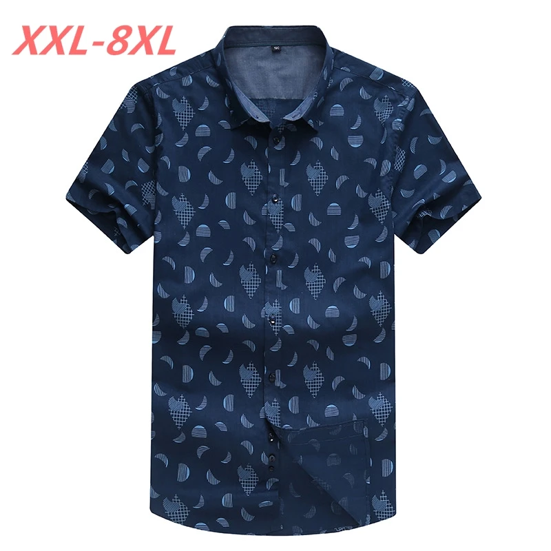 2018 NEW Big Size men print short sleeved shirt 8XL 7XL Big and Tall half sleeve shirt young Big man XL 5XL special fertilizer